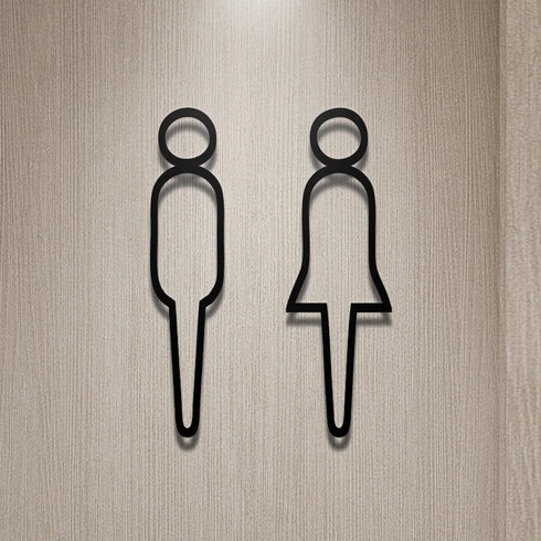 Toilet aanduidingsbordjes | Zelfklevende kantoortekens en verblijfsruimtes | Minimalistisch