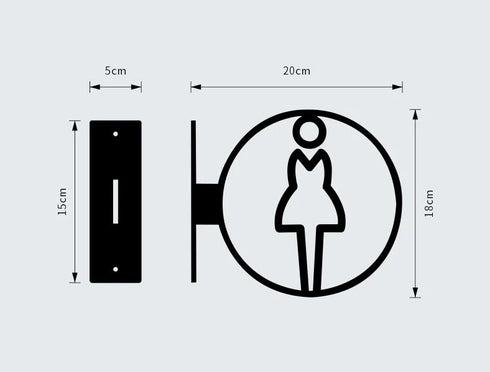 Toilet uithangbordjes | Daar is de WC tekens | Zwart | Minimalistisch