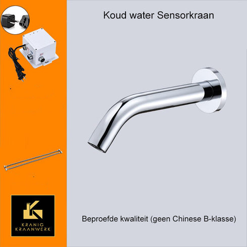Sensorkraan aan de wand | Koud waterkraan | Voorwaarts | 2.30v en BATT