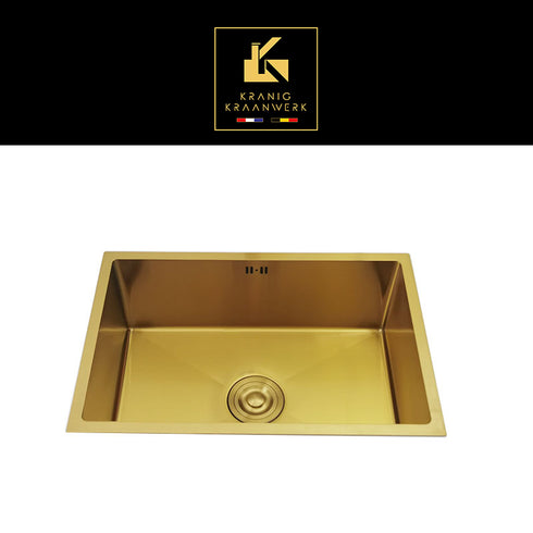 Keuken Wasbak | Goud RVS | Hoogwaardige afwerking compleet met afvoer