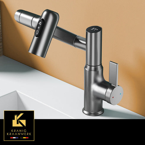 Kapperskraan | Salonkraan | Wastafelkraan met uittrekbare slang en display | Rachelle