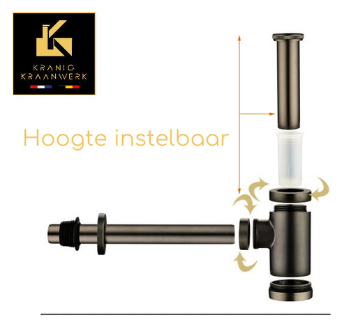 LUXE Set Flexibele Afvoerslang met Sifonset | Installatiebenodigdheden | Sifon | Chroom en Zwart