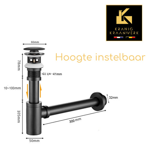 Installatiebenodigdheden | Luxe Sifon met matchende afvoerplug | Rose Gold