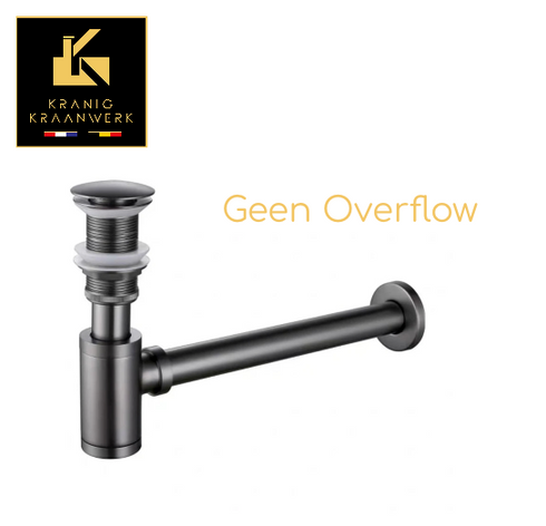 Gun metal | Luxe Sifon met matchende pop-up afvoerplug | Gun metal Grijs