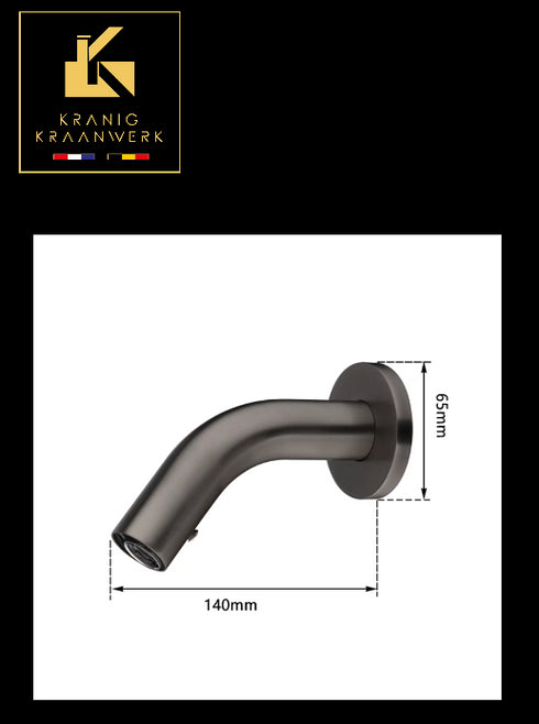 A- klasse Sensorkraan | Vanuit de wand | Touchless kraan | Gunmetal Kort | Minimalisme