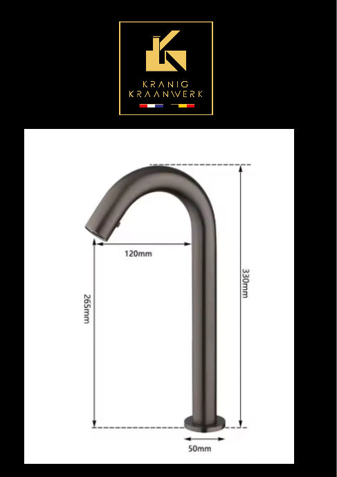 A- klasse Ultima Sensorkraan | Gunmetal Grijs | Touchless kraan | Toiletruimte