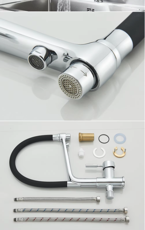 Flexibele 3-weg keukenkraan voor regenwater of gefilterd drinkwater | The Overheaded