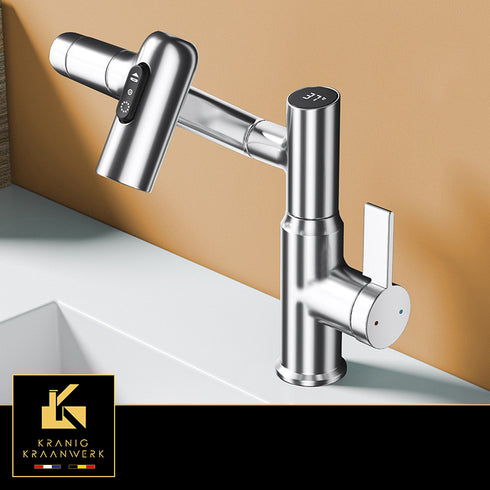 Kapperskraan | Salonkraan | Wastafelkraan met uittrekbare slang en display | Rachelle