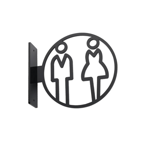 Toilet uithangbordjes | Daar is de WC tekens | Zwart | Minimalistisch