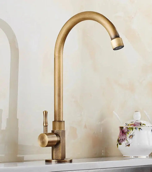 Landelijke stijl Pantry of toiletkraan | Hendrik | Traditioneel en compacte Koudwaterkraan | Hendrik Oud Goud