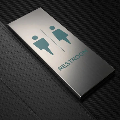 Toilet aanduidingsbordjes | Metaal met groen | Minimalistisch geborsteld staal