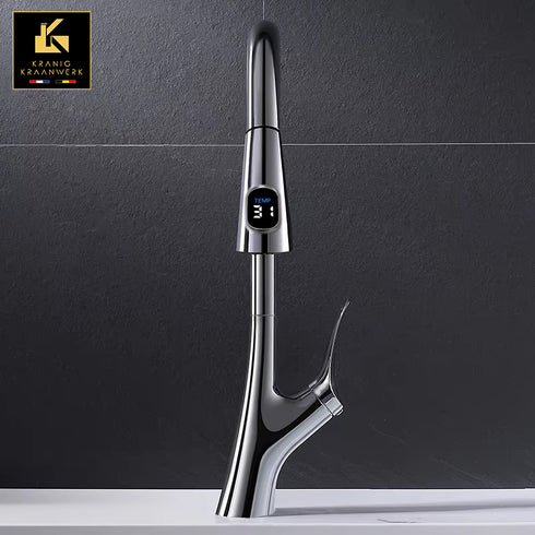 High-end | Design Keukenkraan | Mengkraan met temperatuur display en flexibele slang | Elypses