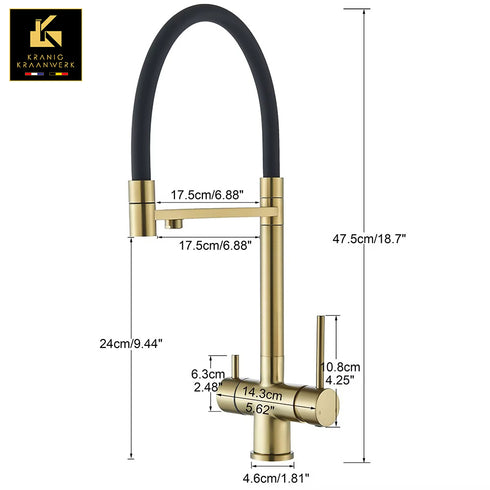 High-end keukenkraan | 3 weg kraan | Gefilterd water of close in boiler | La Momenta