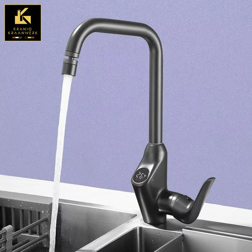 High-end | Design Keukenkraan | Mengkraan met temperatuur display en flexibele slang | Vesper