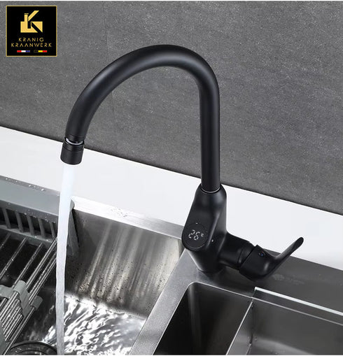 High-end | Design Keukenkraan | Mengkraan met temperatuur display en flexibele slang | Vesper