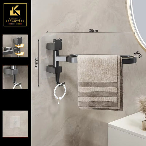 Handdoekenrek | Zonder boren | Snel op te hangen | Beweegbaar | Badkamer ophangrek | Kledingrek