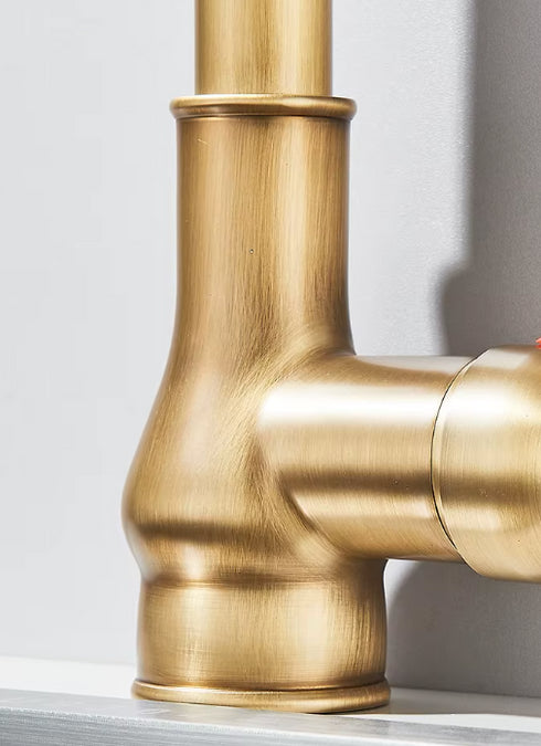 Landelijk én Industrieel | Mengkraan | Uittrek slang | Veronica | Oud Goud en Zwart