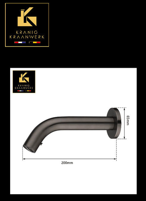 A- klasse Sensorkraan | Vanuit de wand | Touchless kraan | Gunmetal Lang | Minimalisme