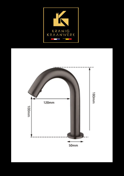 A- klasse Ultima Sensorkraan | Gunmetal Grijs | Touchless kraan | Toiletruimte | Instelbare sensor en doorlooptijd
