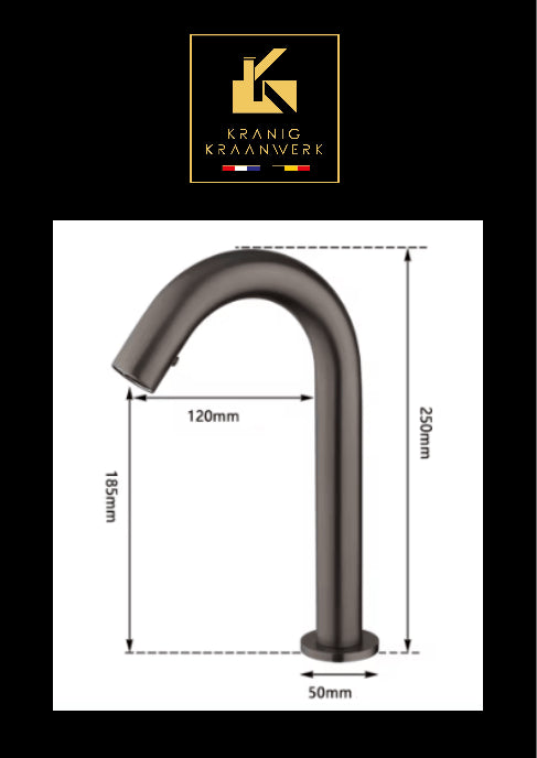A- klasse Ultima Sensorkraan | Gunmetal Grijs | Touchless kraan | Toiletruimte | Instelbare sensor en doorlooptijd