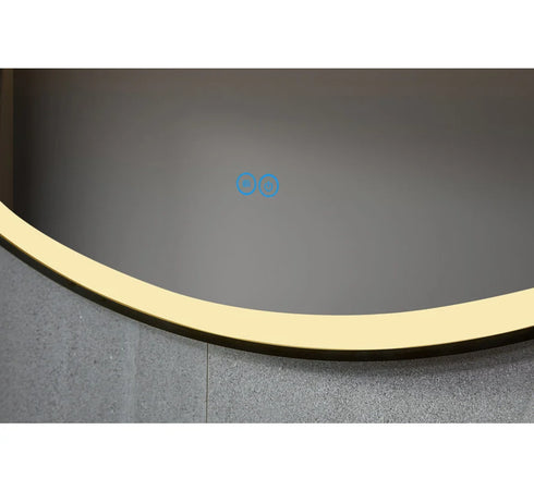 Spiegel rond 100 cm met zwart frame, led verlichting en anti condens