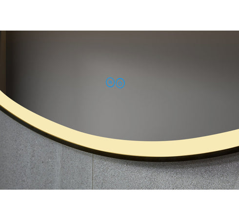 Spiegel rond 120 cm met zwart frame, led verlichting en anti-condens