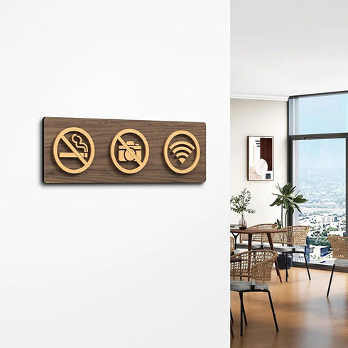 Duidingsbordjes en bewegwijzering | Kantoortekens en verblijfsruimtes | Goud op hout | Minimalistisch