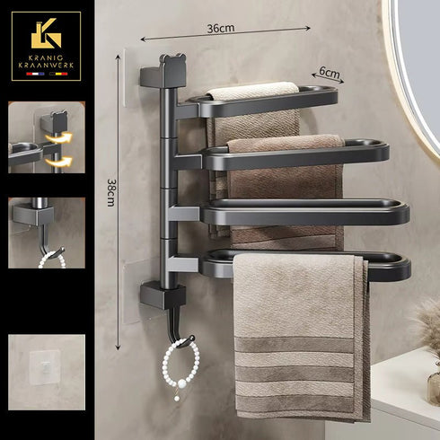 Handdoekenrek | Zonder boren | Snel op te hangen | Beweegbaar | Badkamer ophangrek | Kledingrek