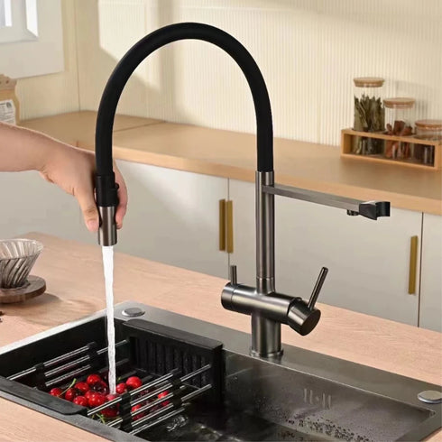 High-end Design Keukenkraan met 3 aansluitingen | Gefilterd water of close in boiler | 3 weg kraan flexibele slang | Van Walterings