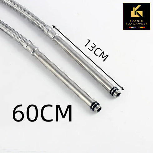 Kraan aanvoerleiding | Flexibel | Metaalkleur | 60-80-100cm | G1/2 | set van 2