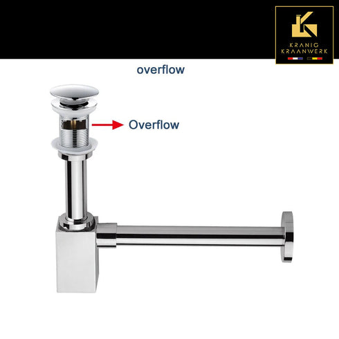 Installatiebenodigdheden | Hoekig Design Luxe Sifon met matchende afvoerplug