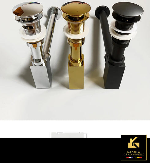 Installatiebenodigdheden | Hoekig Design Luxe Sifon met matchende afvoerplug