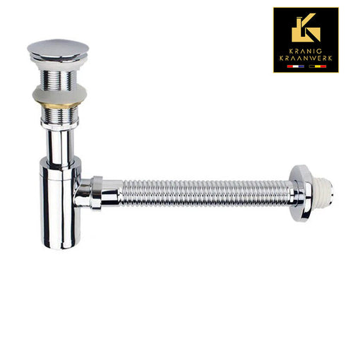 LUXE Set Flexibele Afvoerslang met Sifonset | Installatiebenodigdheden | Sifon | Chroom en Zwart