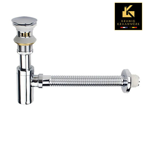 LUXE Set Flexibele Afvoerslang met Sifonset | Installatiebenodigdheden | Sifon | Chroom en Zwart