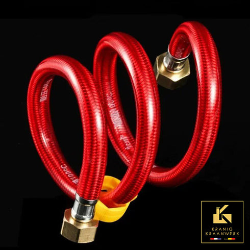 Tot wel 2 meter! | Koppelleidingen water aanvoerleidingen | Flexibel met kunststof | Rood Blauw | G1/2 | set van 2