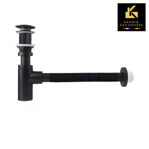 LUXE Set Flexibele Afvoerslang met Sifonset | Installatiebenodigdheden | Sifon | Chroom en Zwart