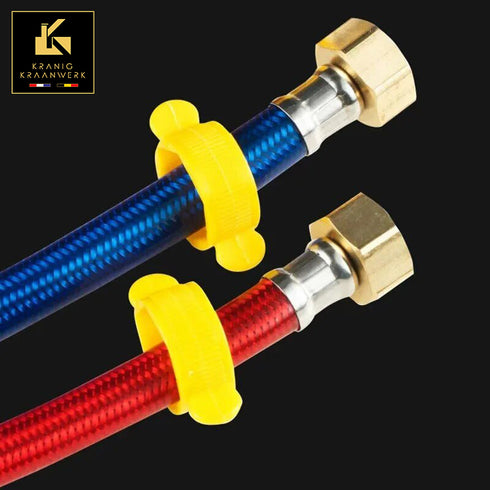 Tot wel 2 meter! | Koppelleidingen water aanvoerleidingen | Flexibel met kunststof | Rood Blauw | G1/2 | set van 2