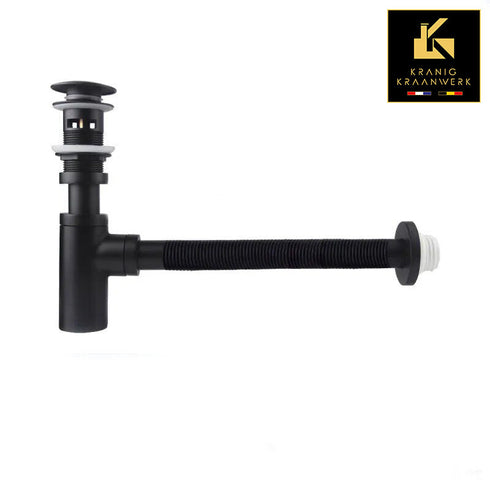 LUXE Set Flexibele Afvoerslang met Sifonset | Installatiebenodigdheden | Sifon | Chroom en Zwart