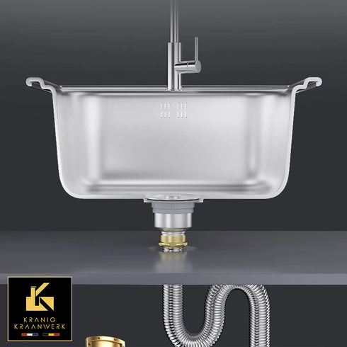 Installatiebenodigdheden | Design | Leidingwerk | Flexibele afvoerbuis met aansluitpunten | Metaalkleur RVS