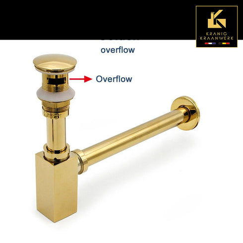 Installatiebenodigdheden | Hoekig Design Luxe Sifon met matchende afvoerplug