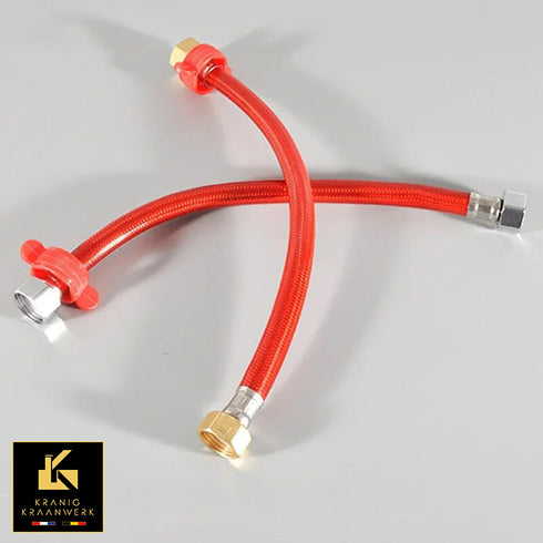 Tot wel 2 meter! | Koppelleidingen water aanvoerleidingen | Flexibel met kunststof | Rood Blauw | G1/2 | set van 2