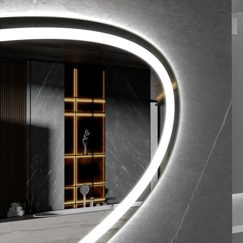 Spiegel asymmetrisch inbouw led verlichting en anti-condens 120cm breed en 75cm hoog