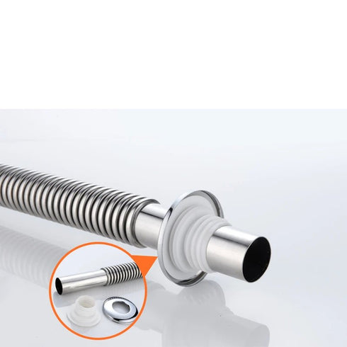 Installatiebenodigdheden | Design | Leidingwerk | Flexibele afvoerbuis | Metaalkleur RVS Flexibele afvoerbuis RVS Chroom – eenvoudig te installeren | 60-100 cm