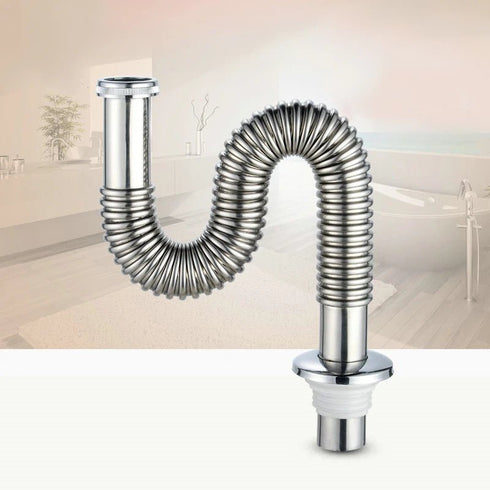 Installatiebenodigdheden | Design | Leidingwerk | Flexibele afvoerbuis | Metaalkleur RVS Flexibele afvoerbuis RVS Chroom – eenvoudig te installeren | 60-100 cm