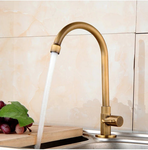 Landelijke stijl Pantry of toiletkraan | Hendrik | Traditioneel en compacte Koudwaterkraan | Hendrik Oud Goud