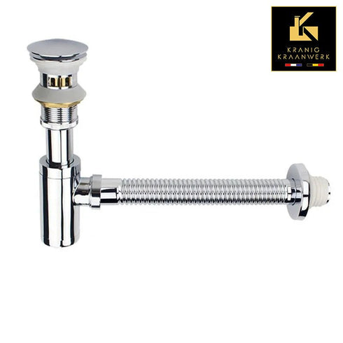 LUXE Set Flexibele Afvoerslang met Sifonset | Installatiebenodigdheden | Sifon | Chroom en Zwart