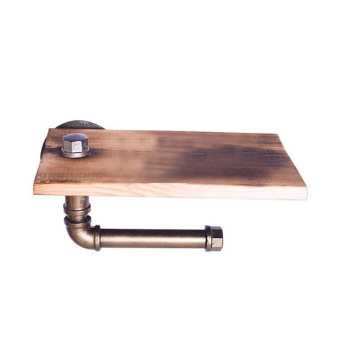 Design badkamer | Toiletrol houder met telefoon vlak | Retro plank