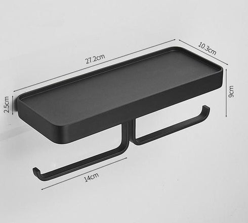 Inrichting | Design badkamer | Toiletrol houder met telefoon vlak | Dubbele rolhouder met inleg vlak