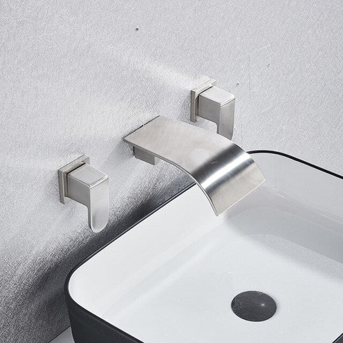 Bad en wastafel mengkraan | Hendels | Gebogen Spa | Geborsteld staal RVS