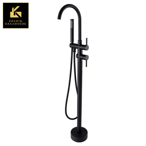 Staande badkraan | Sierlijke badkamer | De Buiging | Rose Gold | Geborsteld staal RVS | Zwart Goud